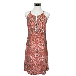 INC Concepts Womens Size M Peach Grey Paisley Pagoda Cutout Sheath